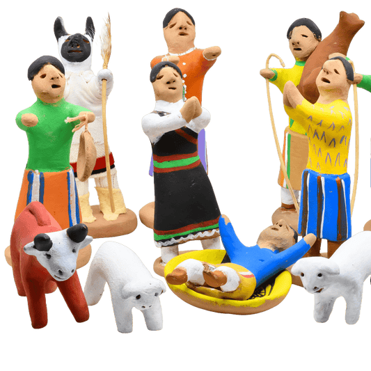 Vintage Nativity by Manuel Vigil of Tesuque Pueblo - Turquoise & Tufa