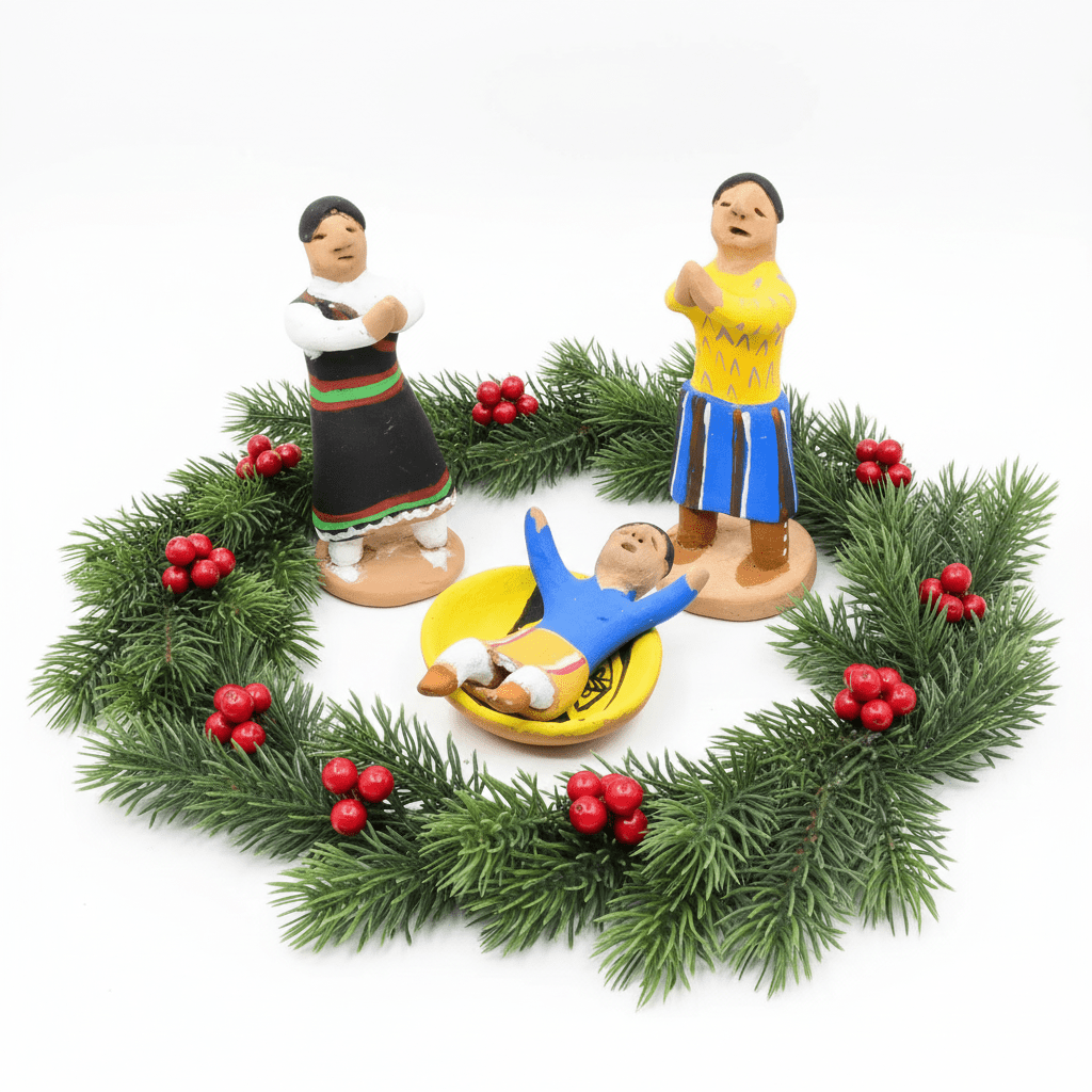 Vintage Nativity by Manuel Vigil of Tesuque Pueblo - Turquoise & Tufa