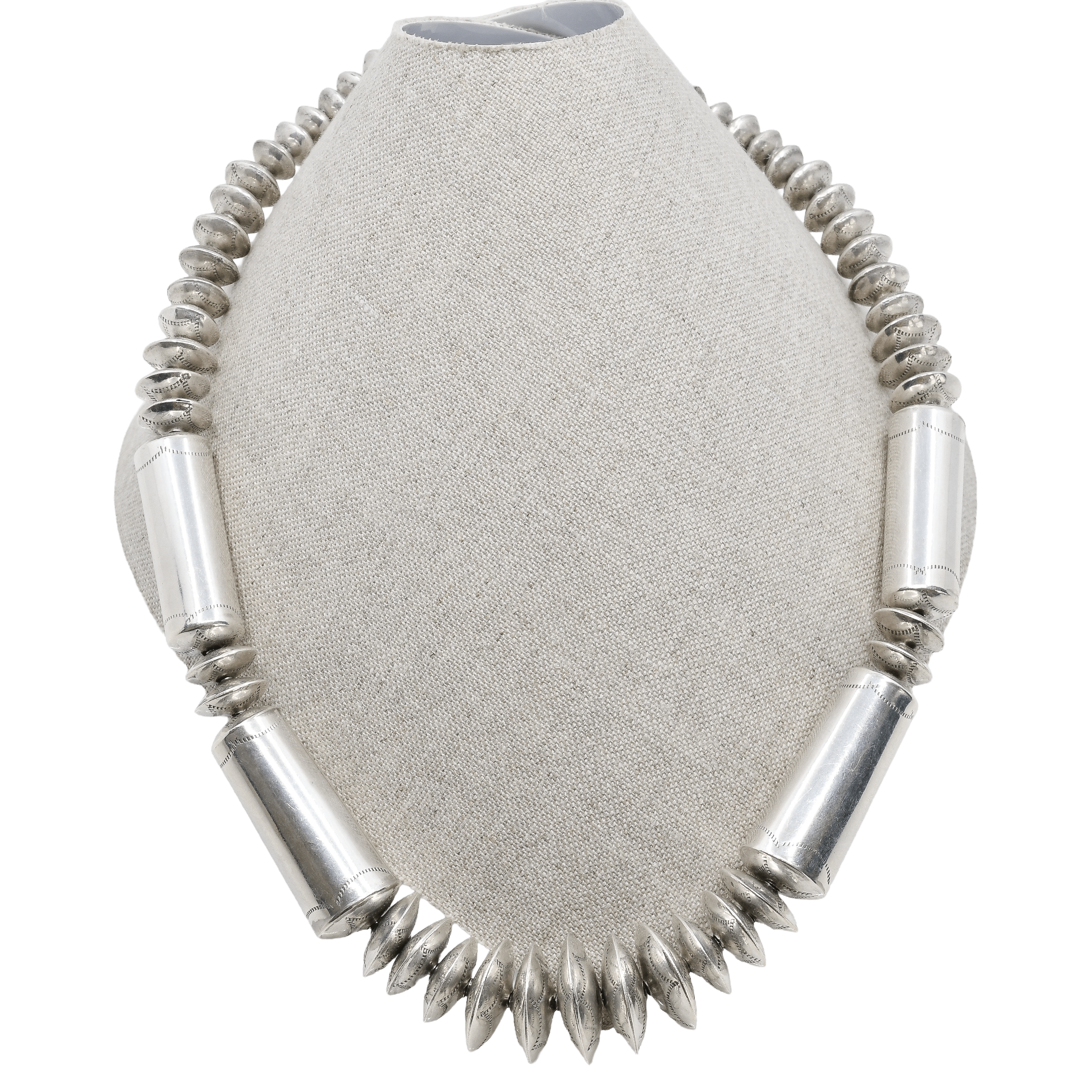 Vintage Navajo Bead Necklace of Graduated Disc Beads and Barrel Beads ...