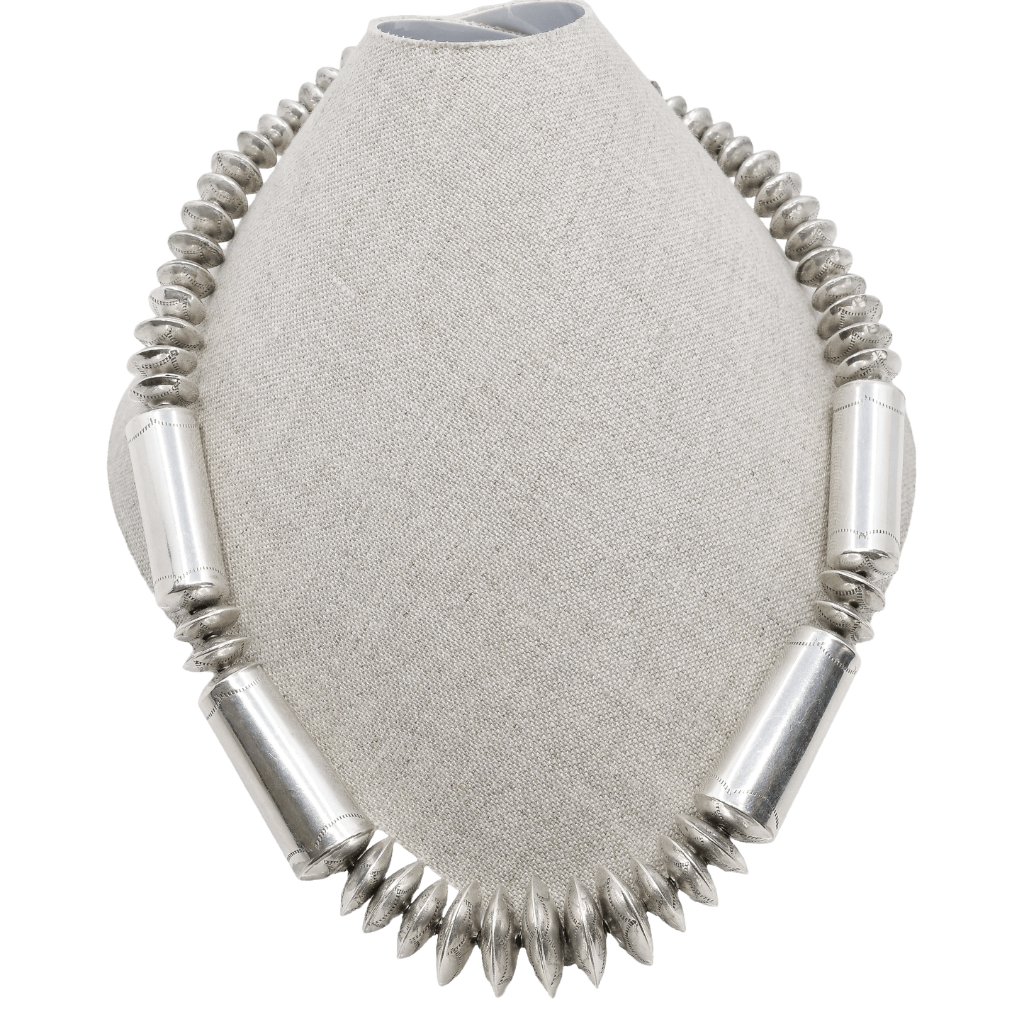 Vintage Navajo Bead Necklace of Graduated Disc Beads and Barrel Beads - Turquoise & Tufa