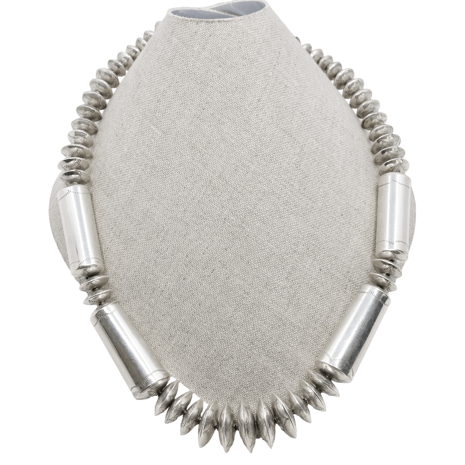 Vintage Navajo Bead Necklace of Graduated Disc Beads and Barrel Beads - Turquoise & Tufa