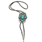 Vintage Navajo Bolo With Turquoise and Silver Leaf Work - Turquoise & Tufa