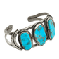 Vintage Navajo Bracelet Three Stone Turquoise and Silver - Turquoise & Tufa