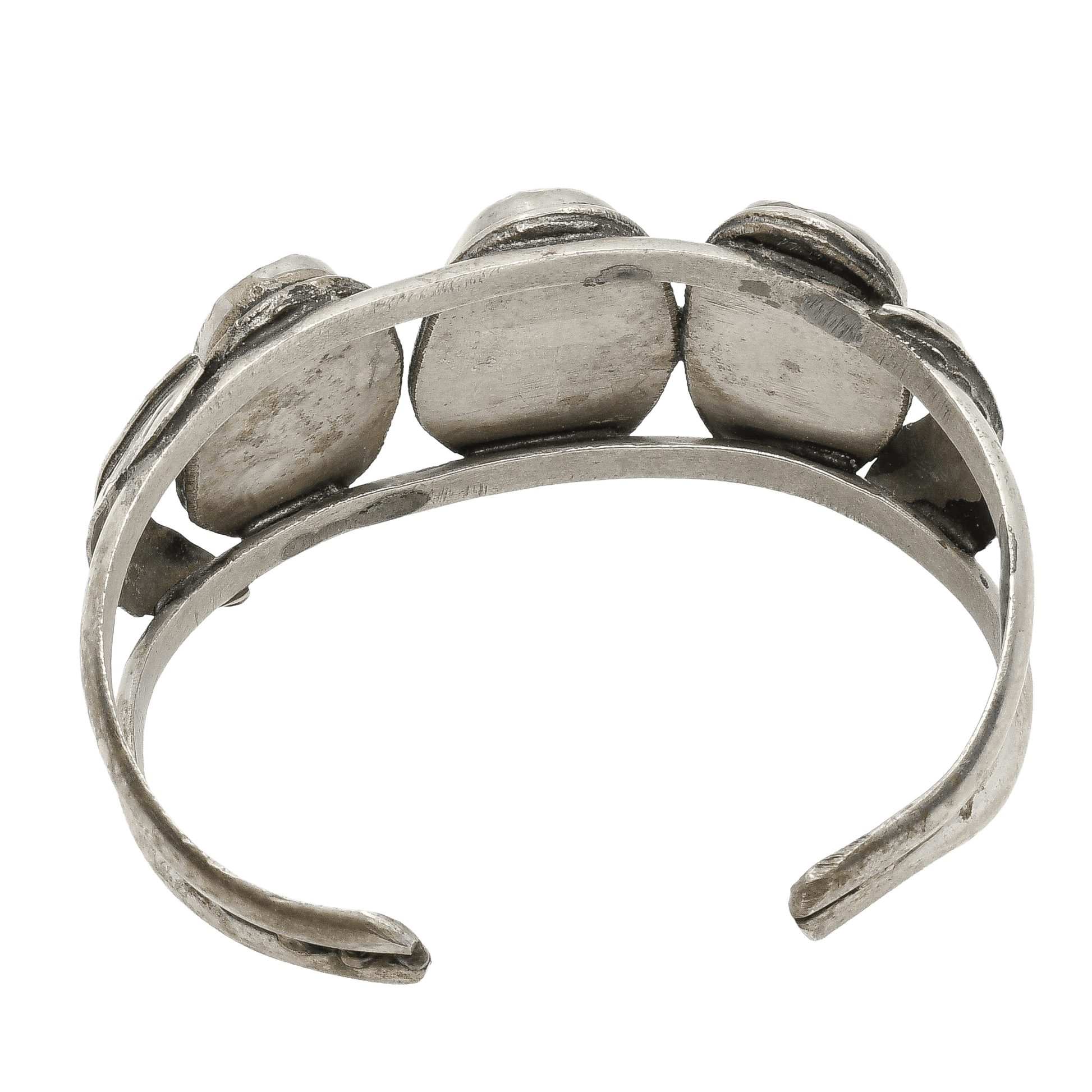 Vintage Navajo Bracelet Three Stone Turquoise and Silver - Turquoise & Tufa