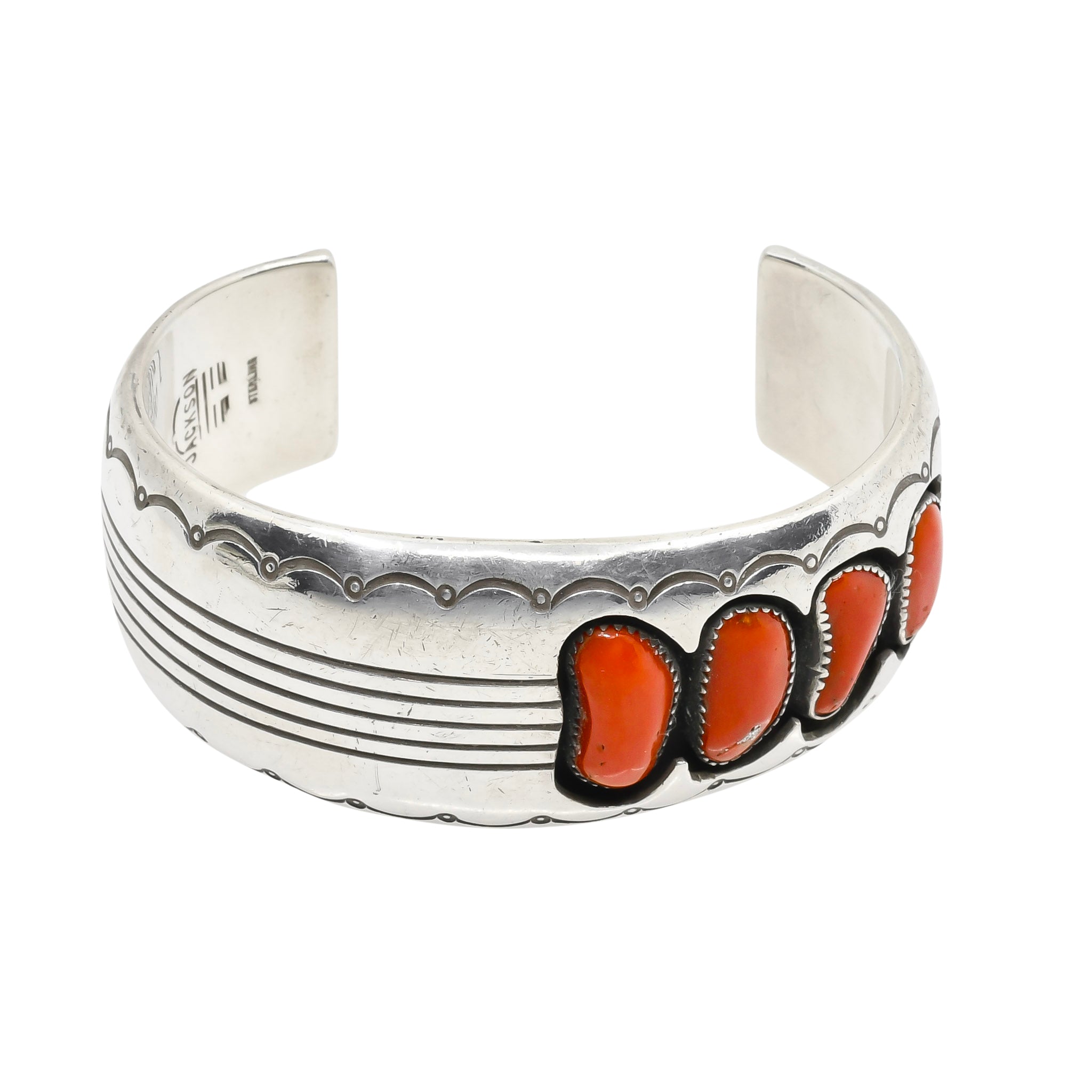 Vintage Navajo Coral Bracelet by Gene and Martha Jackson