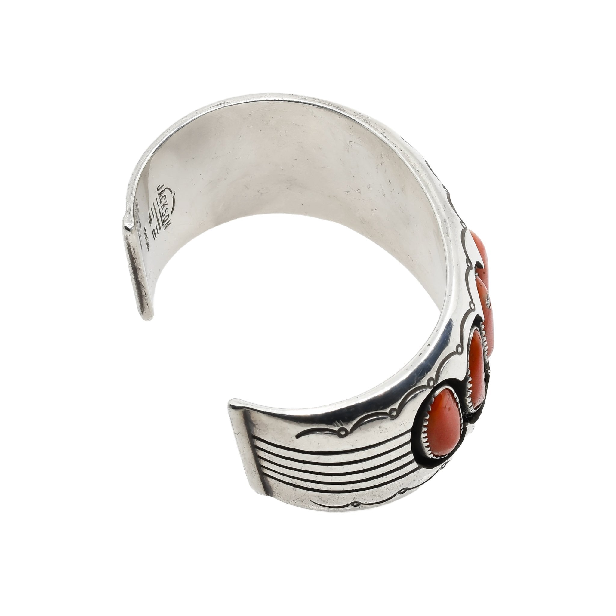 Vintage Navajo Coral Bracelet by Gene and Martha Jackson Turquoise Tufa