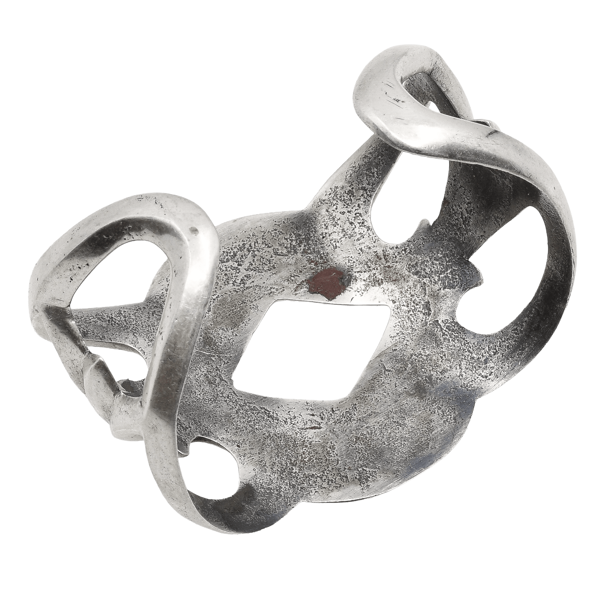 Vintage Navajo Cuff Bracelet of Heavy Sandcast Silver - Turquoise & Tufa