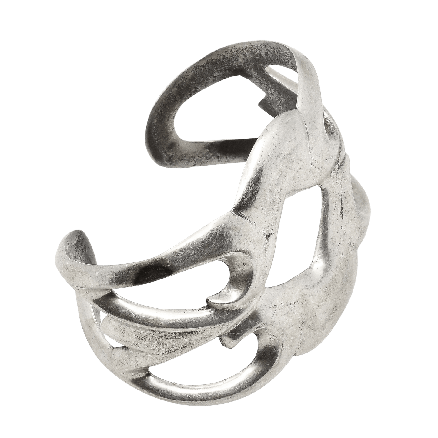 Vintage Navajo Cuff Bracelet of Heavy Sandcast Silver - Turquoise & Tufa