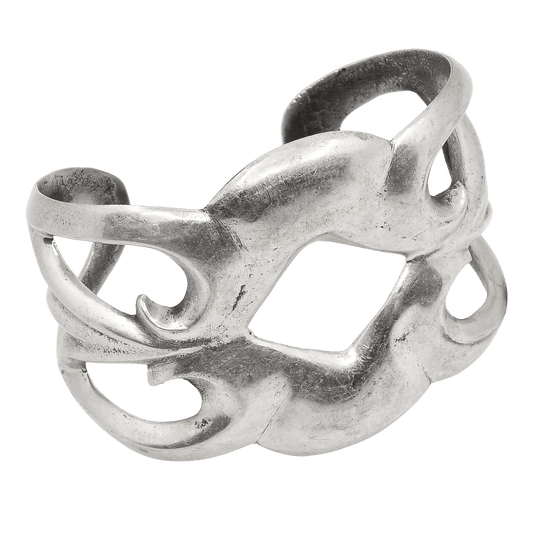 Vintage Navajo Cuff Bracelet of Heavy Sandcast Silver - Turquoise & Tufa