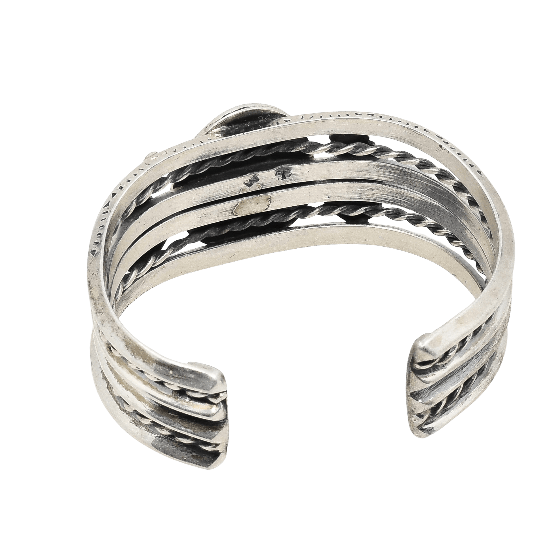 Vintage Navajo Cuff With Turquoise Stone and Leaf Work - Turquoise & Tufa