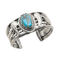 Vintage Navajo Cuff With Turquoise Stone and Leaf Work - Turquoise & Tufa