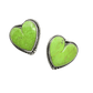 Vintage Navajo Earrings of Green Gaspeite and Silver Hearts - Turquoise & Tufa