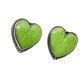 Vintage Navajo Earrings of Green Gaspeite and Silver Hearts - Turquoise & Tufa