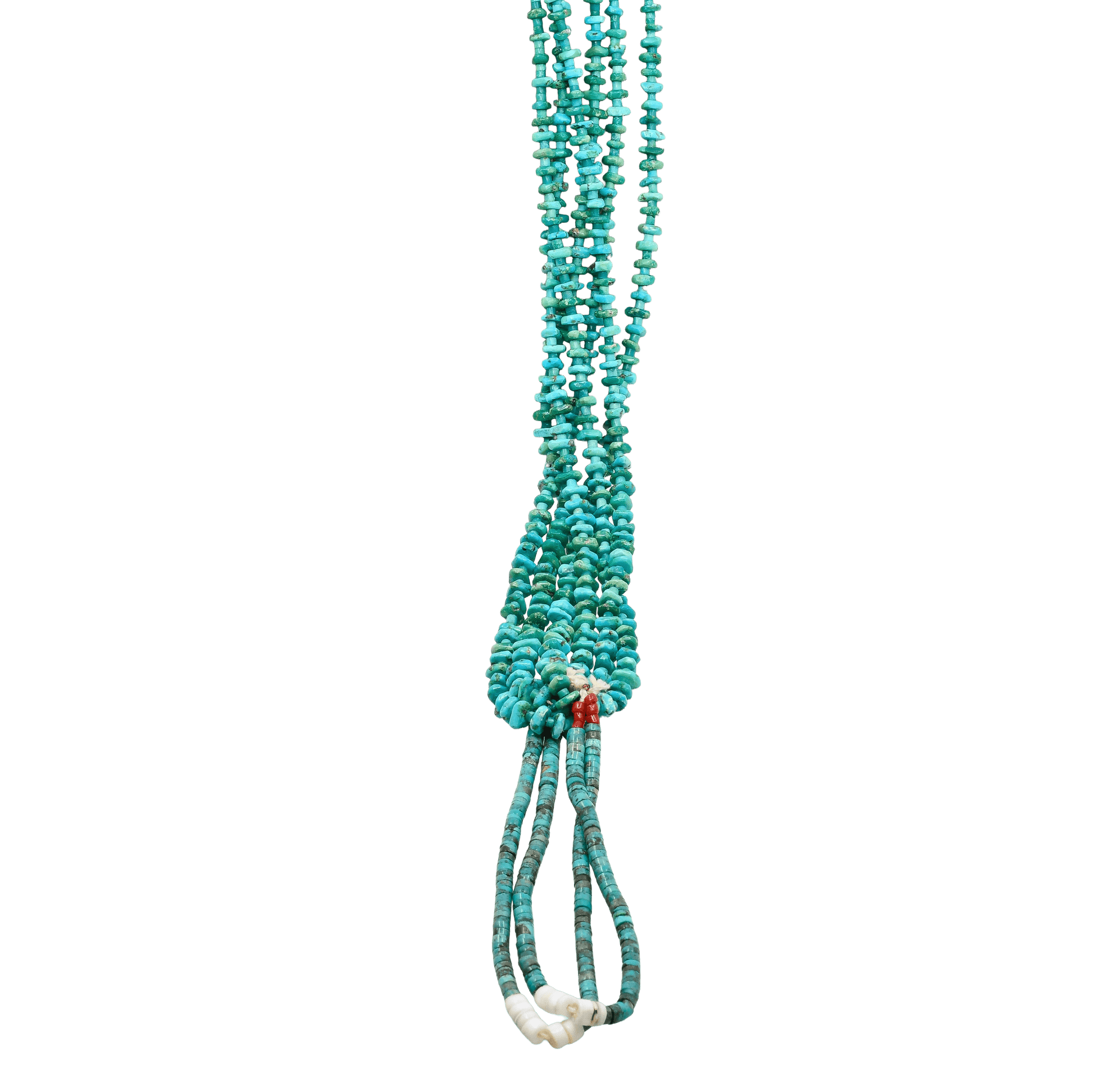 Vintage Navajo or Pueblo Jaclas of Hand Rolled Turquoise and Shell - Turquoise & Tufa