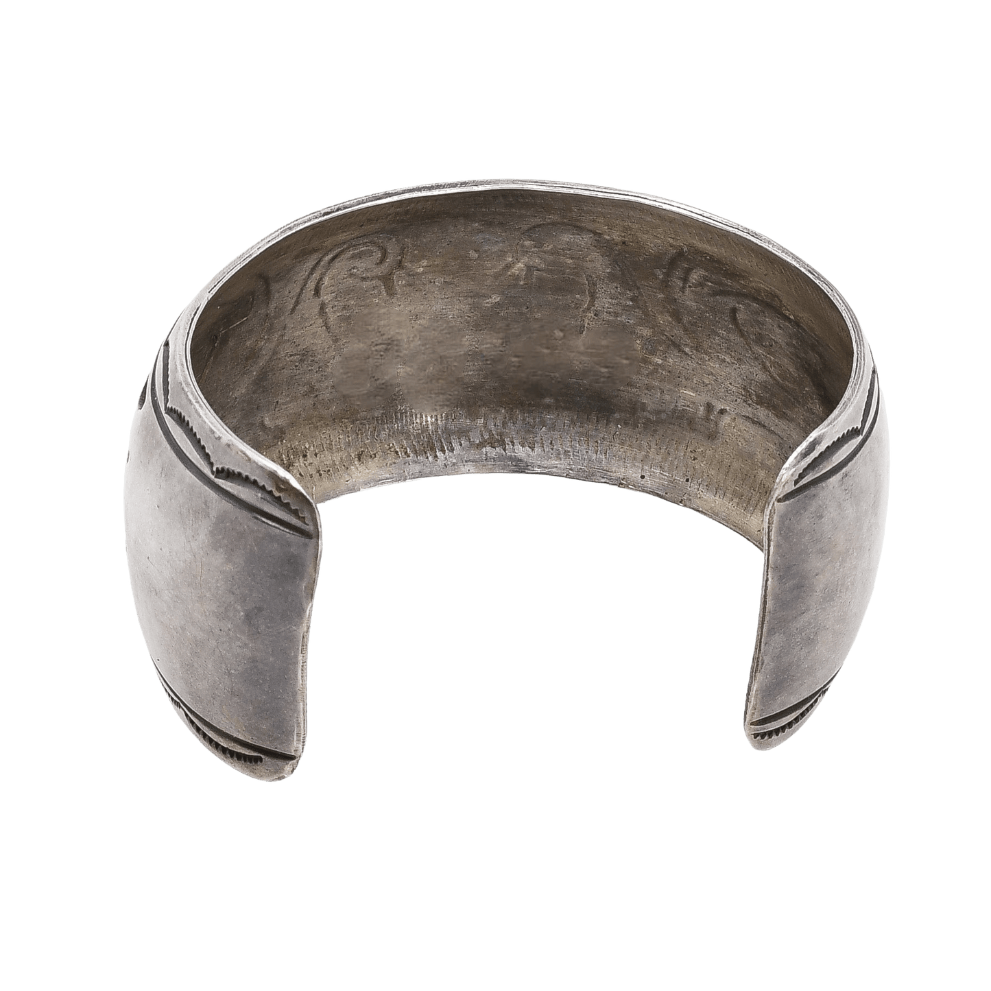 Vintage Navajo or Pueblo Silver Overlay Bracelet of Silver With Birds - Turquoise & Tufa