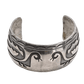 Vintage Navajo or Pueblo Silver Overlay Bracelet of Silver With Birds - Turquoise & Tufa