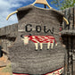 Vintage Navajo Pictorial Cow Vest of Handwoven Wool - Turquoise & Tufa