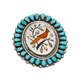 Vintage Navajo Pin Pendant of Inlay Cardinal In Turquoise By Leo Harvey - Turquoise & Tufa