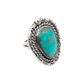 Vintage Navajo Ring With Greenish Turquoise Stone - Turquoise & Tufa