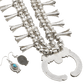 Vintage Navajo Silver And Turquoise Squash Blossom Necklace and Earring Set - Turquoise & Tufa