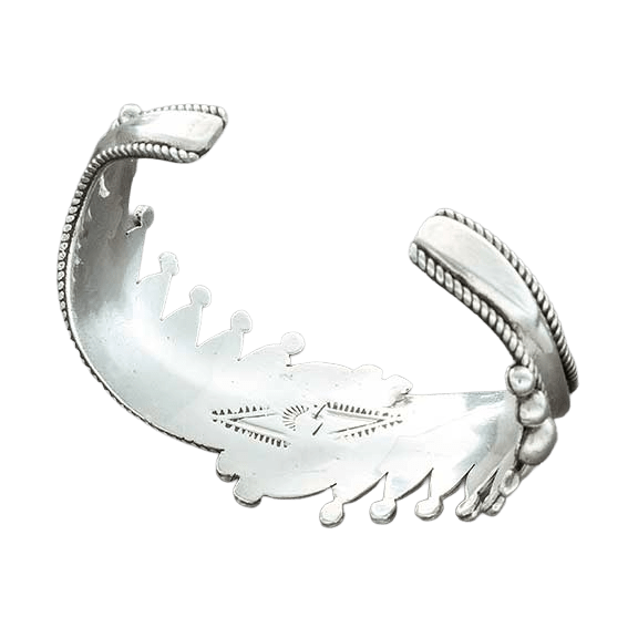 Vintage Navajo Silver Bracelet With Raindrops - Turquoise & Tufa