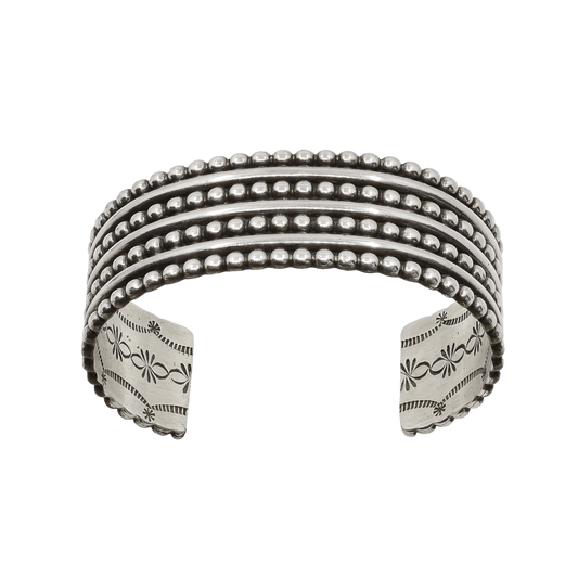 Vintage Navajo Silver Cuff By Jeffrey Mutte - Turquoise & Tufa
