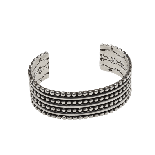 Vintage Navajo Silver Cuff By Jeffrey Mutte - Turquoise & Tufa