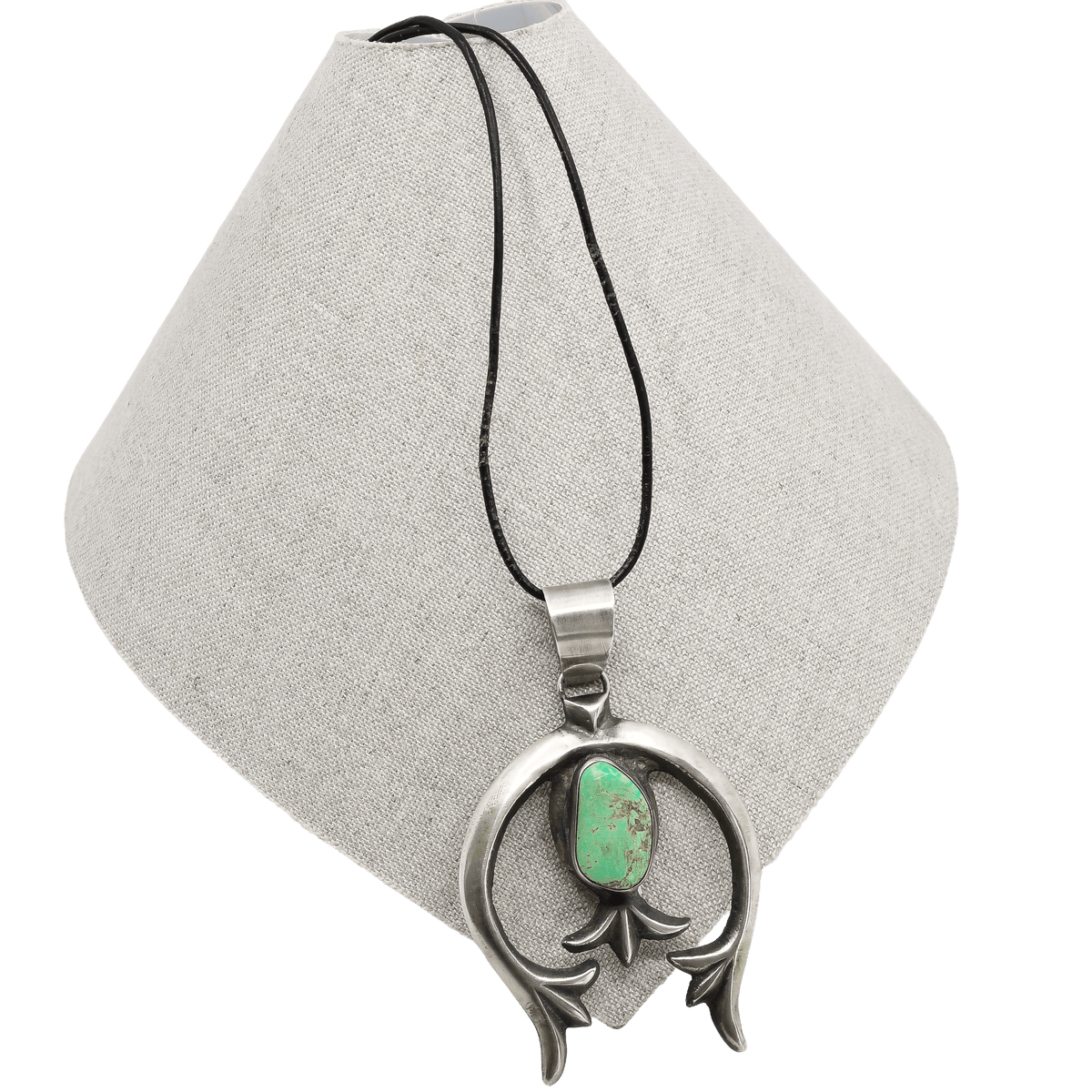 Vintage Navajo Silver Naja Pendant Set With Turquoise - Turquoise & Tufa