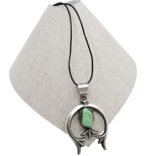 Vintage Navajo Silver Naja Pendant Set With Turquoise - Turquoise & Tufa