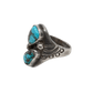 Vintage Navajo Silver Ring With Turquoise and Stamp Work - Turquoise & Tufa