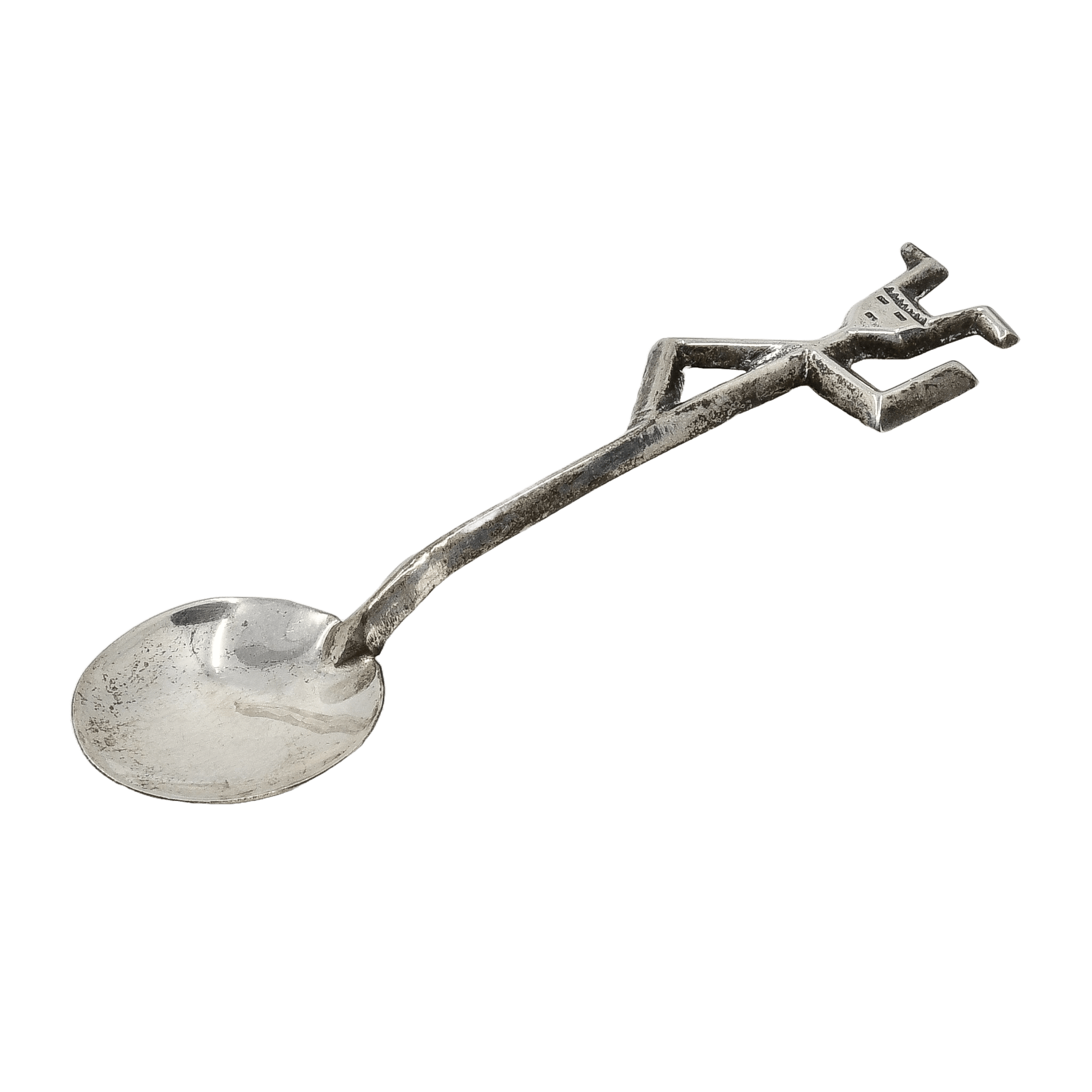 Vintage Navajo Silver Yei Spoon by Frances Jones - Turquoise & Tufa