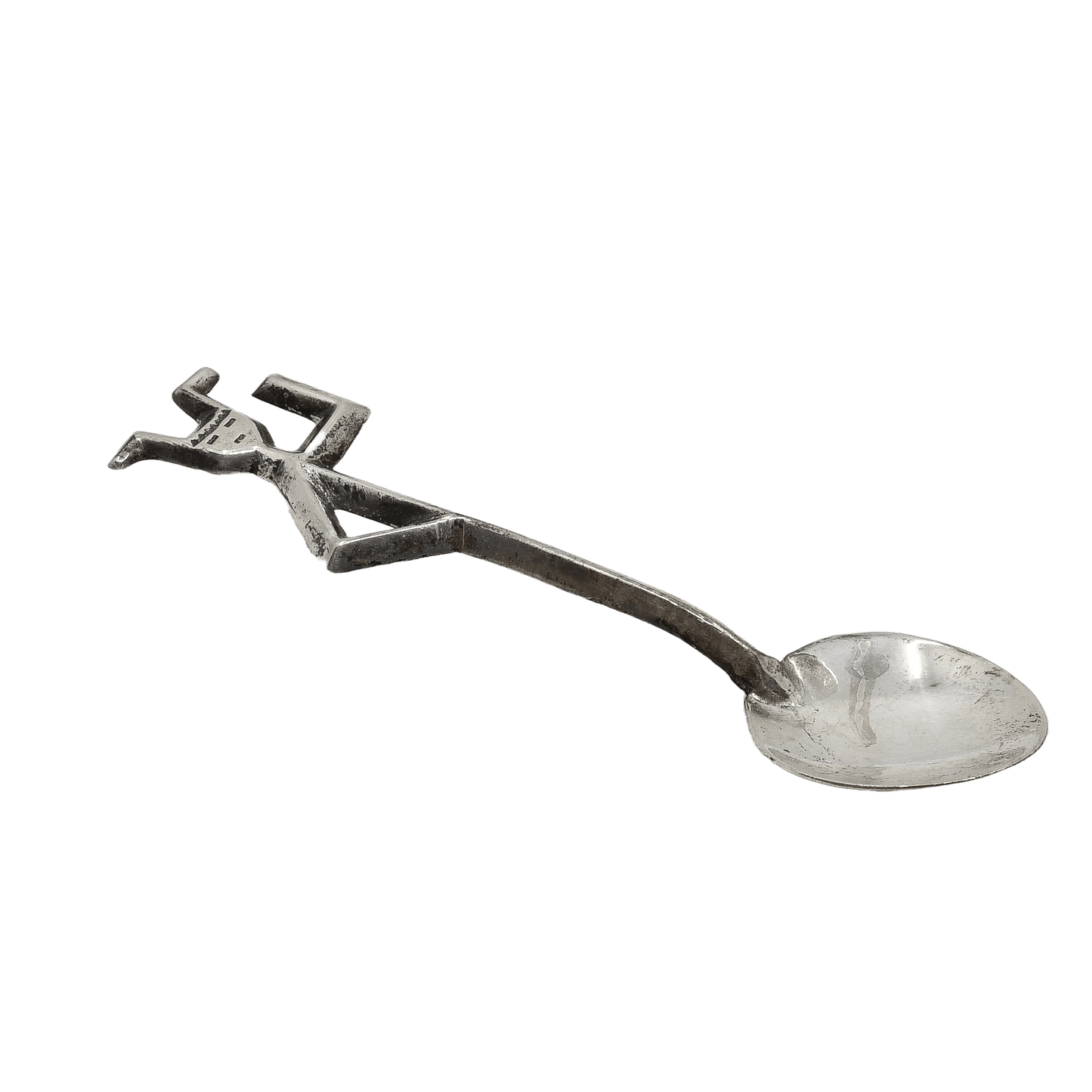 Vintage Navajo Silver Yei Spoon by Frances Jones - Turquoise & Tufa