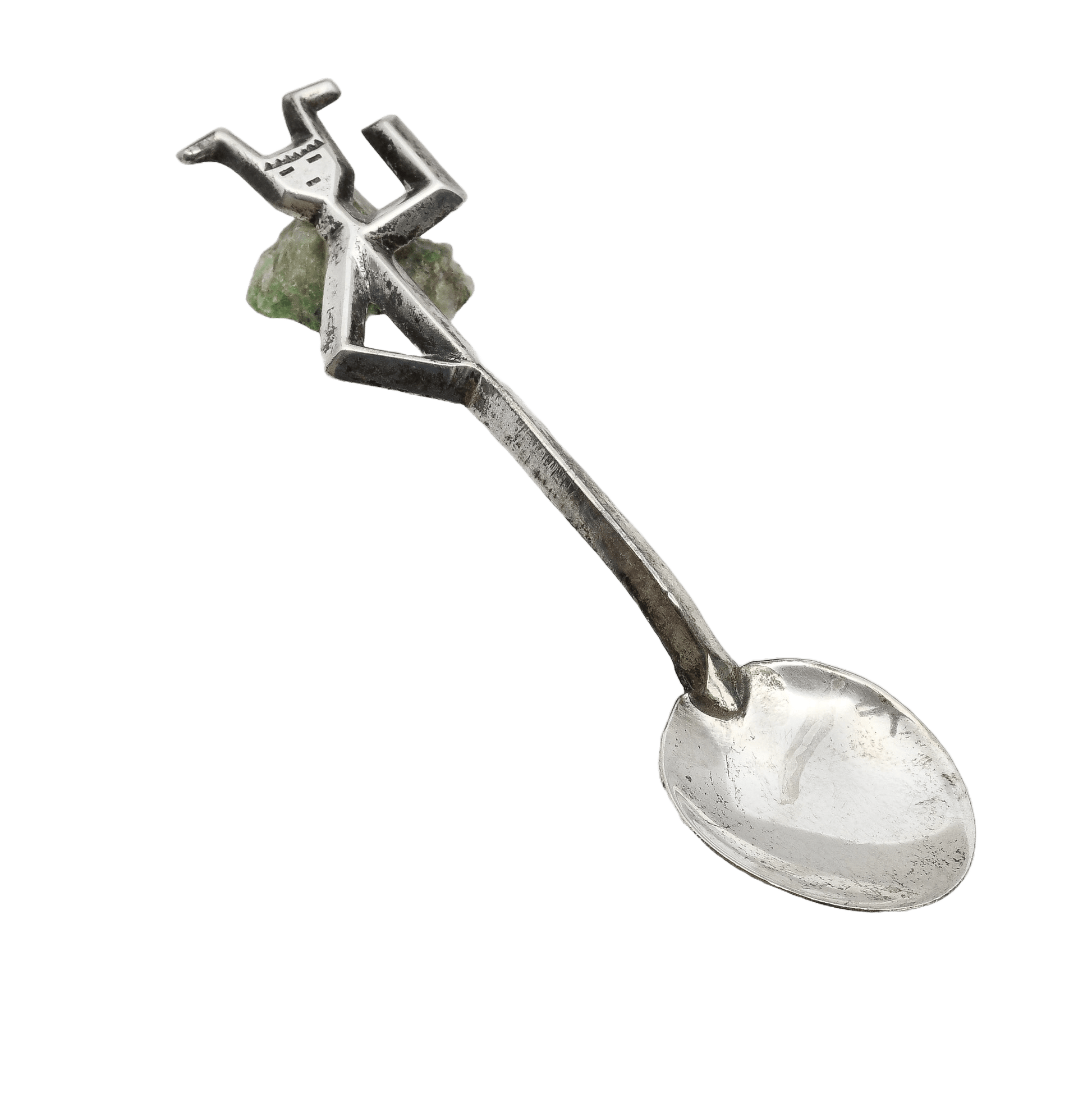 Vintage Navajo Silver Yei Spoon by Frances Jones - Turquoise & Tufa