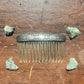 Vintage Navajo Stamped Silver Hair Comb - Turquoise & Tufa