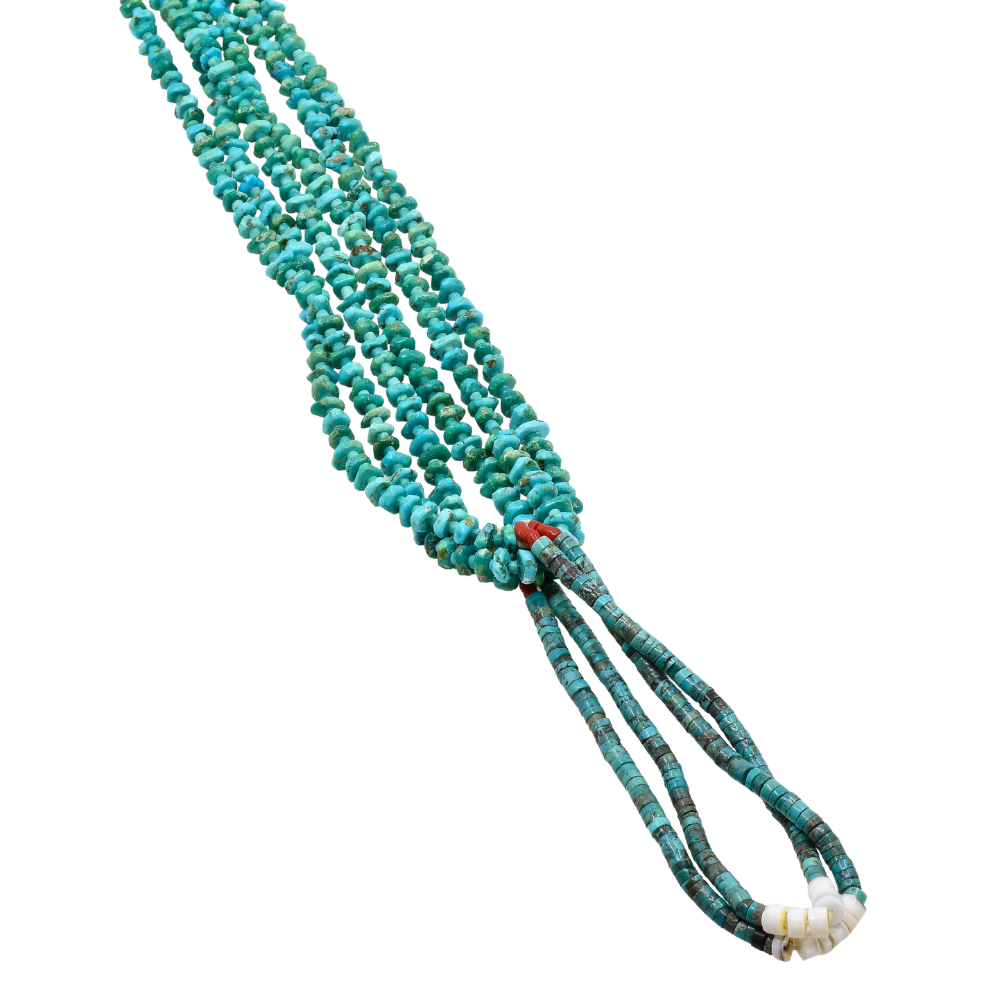 Vintage Navajo Three Strand Turquoise Bead Necklace - Turquoise & Tufa