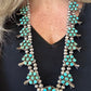Vintage Navajo Turquoise Cluster Squash Blossom Necklace - Turquoise & Tufa