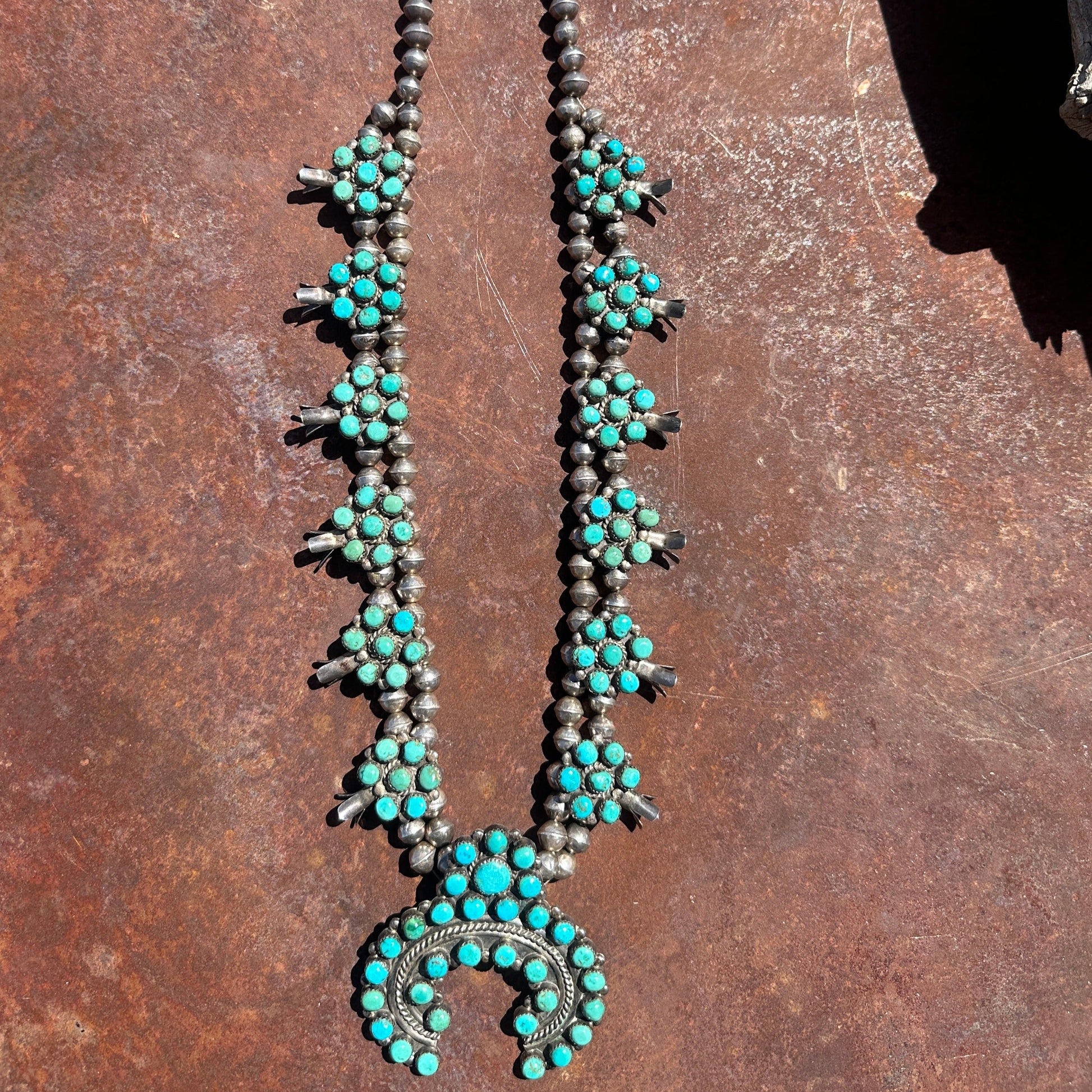 Zuni Vintage Turquoise Squash Blossom Necklace Vintage Navajo