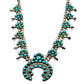 Vintage Navajo Turquoise Cluster Squash Blossom Necklace - Turquoise & Tufa