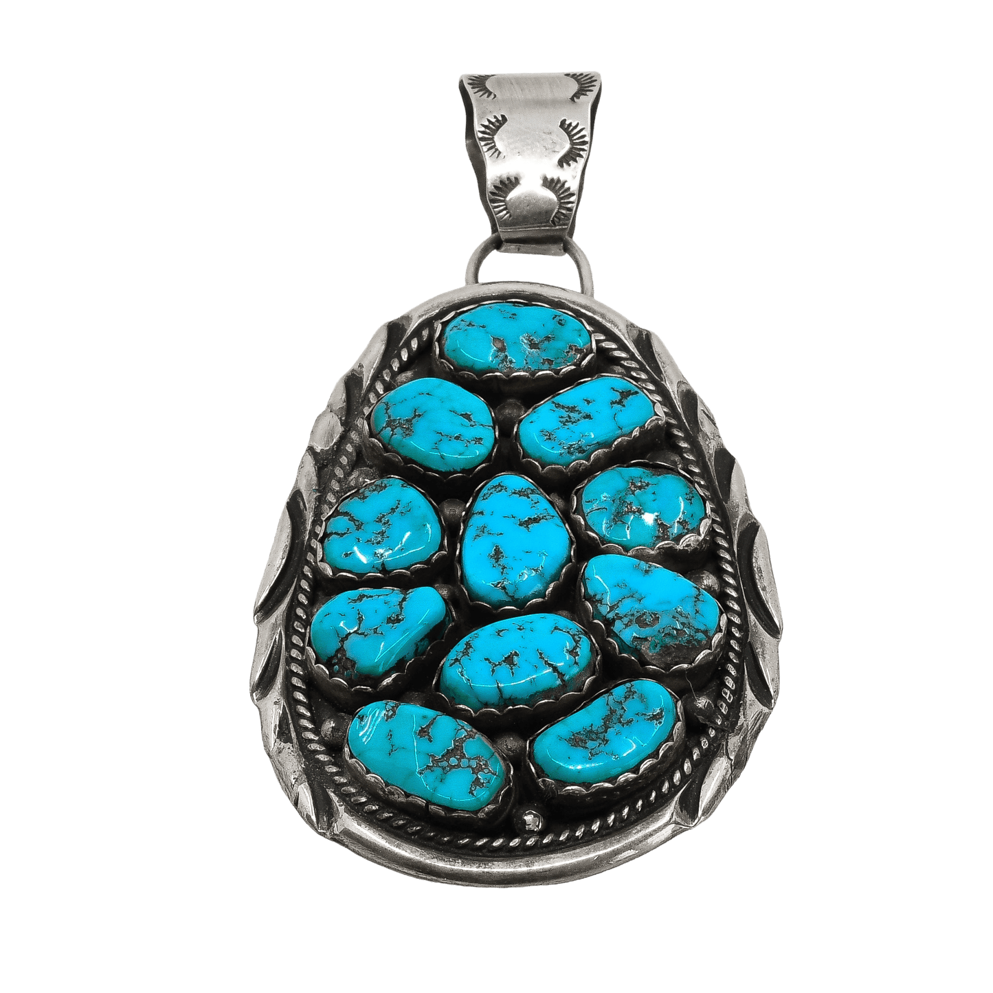 Vintage Navajo Turquoise Nugget Pendant - Turquoise & Tufa