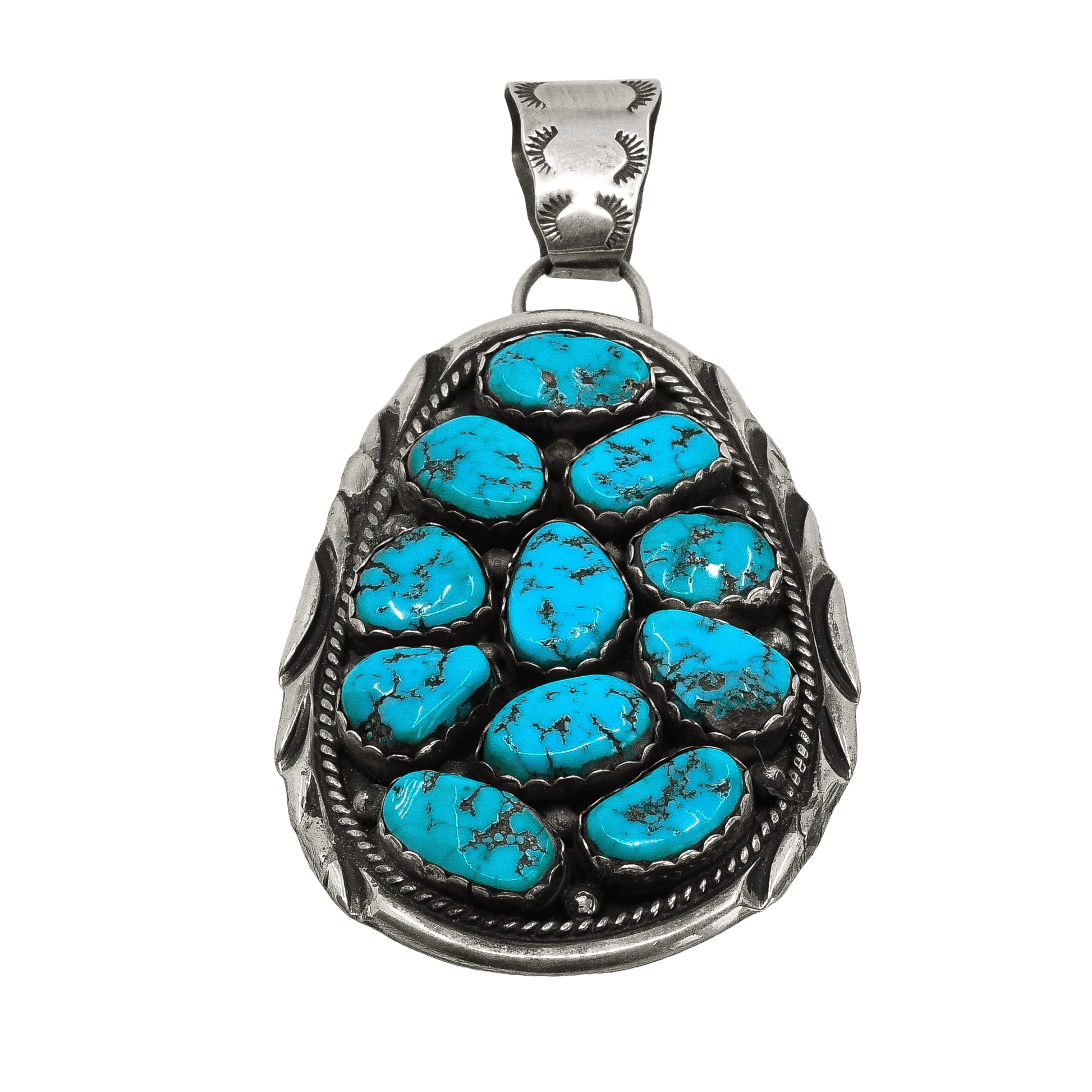 Vintage Navajo Turquoise Nugget Pendant - Turquoise & Tufa