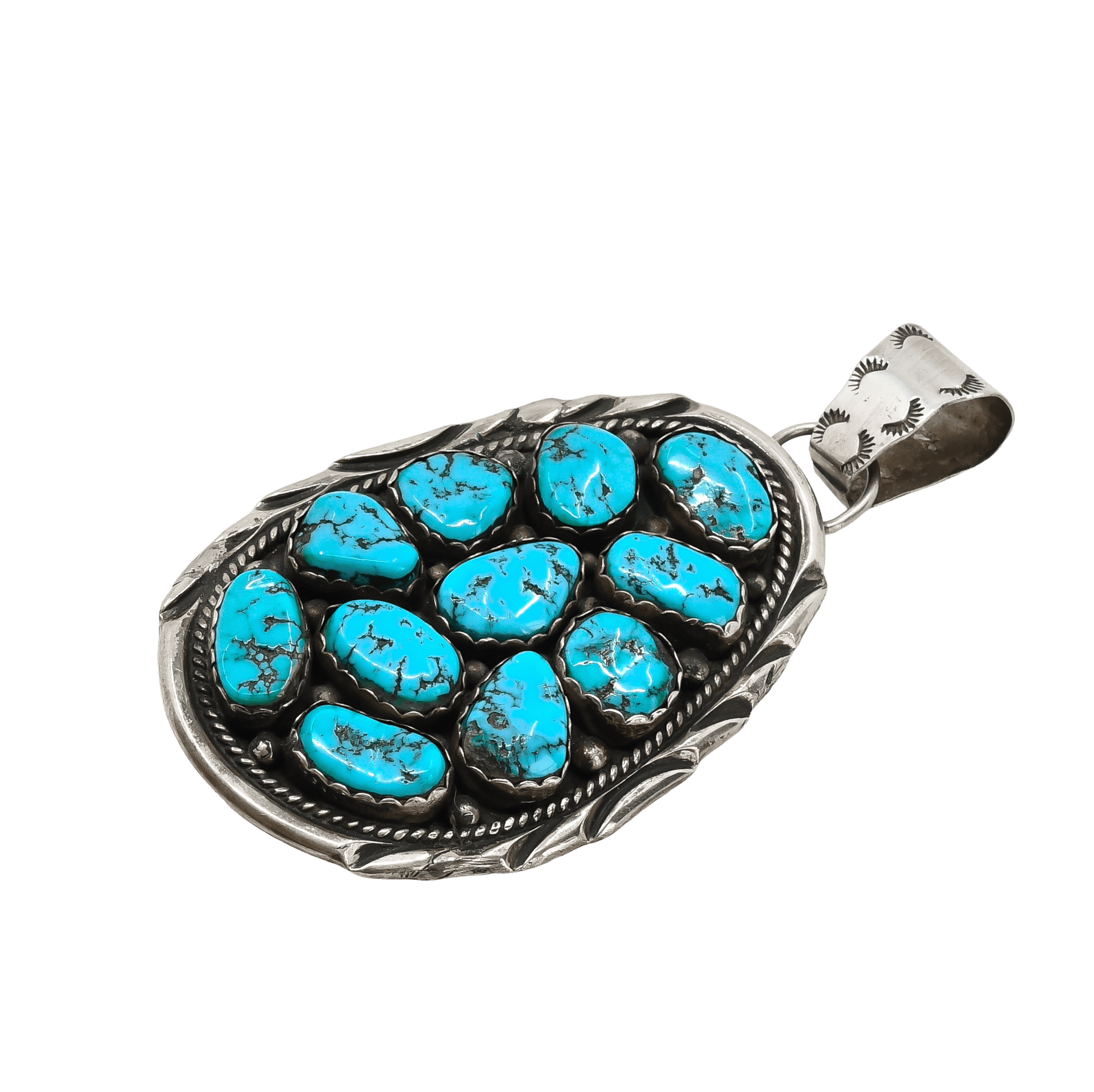 Vintage Navajo Turquoise Nugget Pendant - Turquoise & Tufa