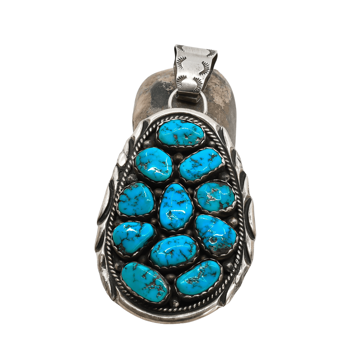 Vintage Navajo Turquoise Nugget Pendant - Turquoise & Tufa