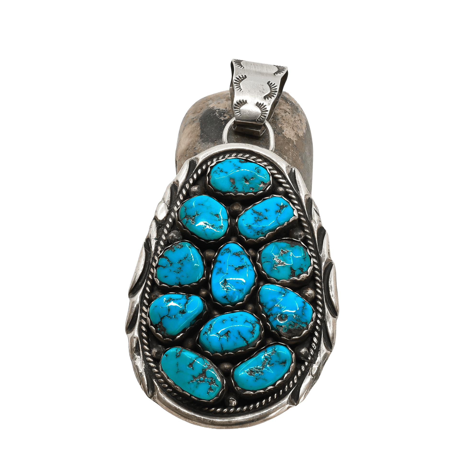 Vintage Navajo Turquoise Nugget Pendant - Turquoise & Tufa