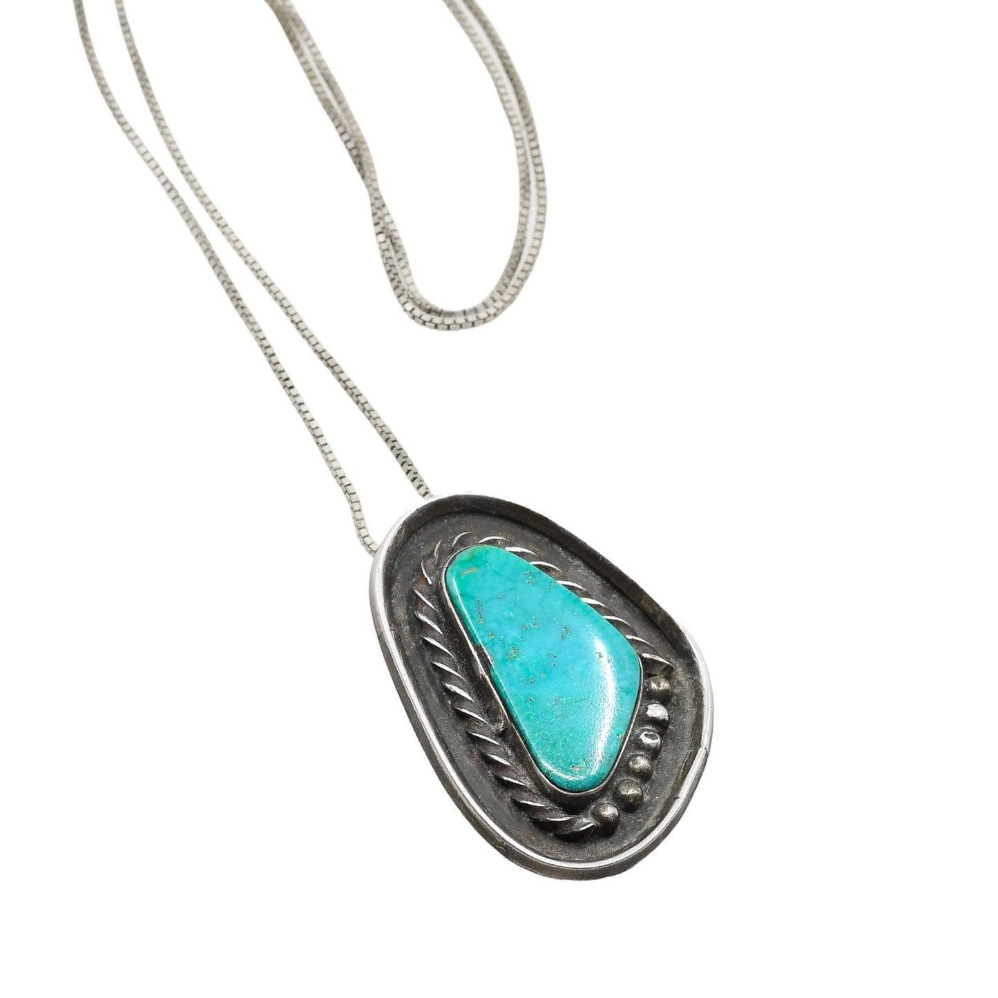 Vintage Navajo Turquoise Pendant - Turquoise & Tufa