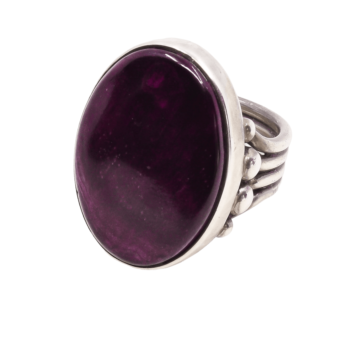 Vintage Orville Tsinnie Ring of Purple Spiny Oyster and Sterling Silver - Turquoise & Tufa