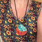Vintage Pueblo Necklace Of Inlay Spiny Oyster Shell Necklace With Turquoise Inlay - Turquoise & Tufa