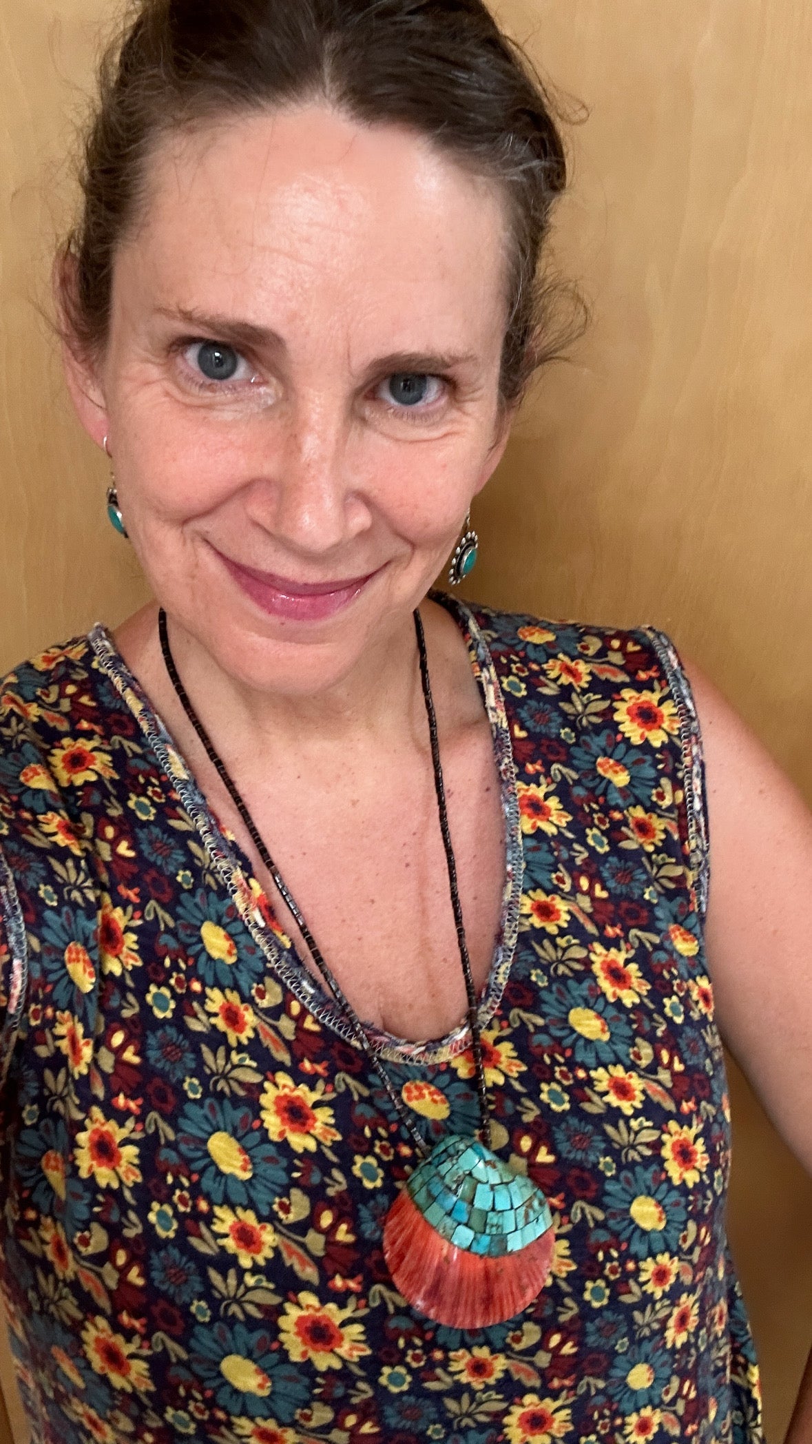 Vintage Pueblo Necklace Of Inlay Spiny Oyster Shell Necklace With Turquoise Inlay - Turquoise & Tufa