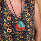 Vintage Pueblo Necklace Of Inlay Spiny Oyster Shell Necklace With Turquoise Inlay - Turquoise & Tufa