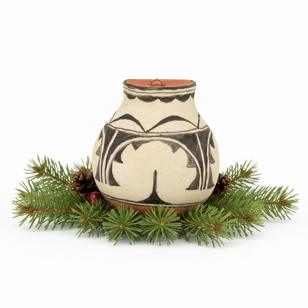 Vintage Pueblo Pottery Olla Ornaments by Susan Weber - Turquoise & Tufa