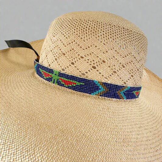 Vintage Route 66 Beaded Thunderbird Hat Band Martha Struever Collection - Turquoise & Tufa